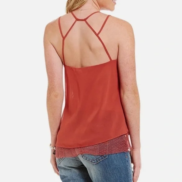 Nwt Miss Me Strappy Embroidered Open-Back Tank Top - Picture 2 of 9
